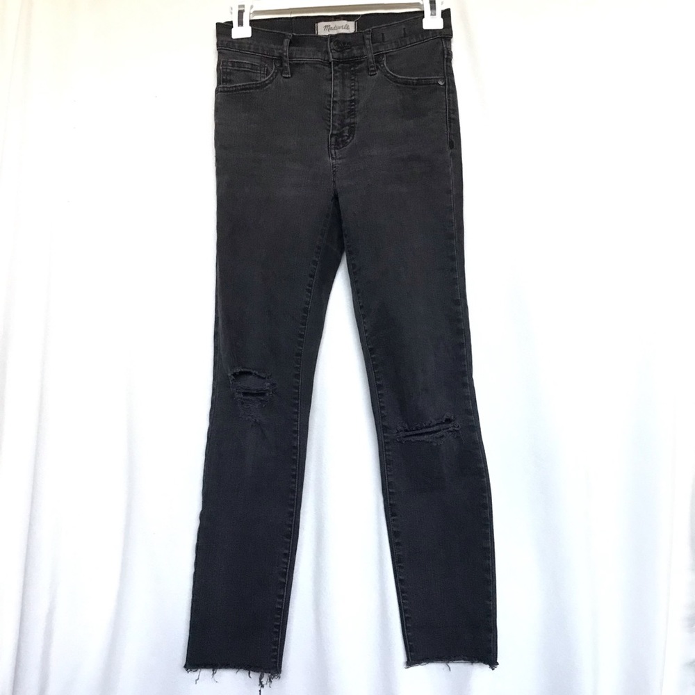 MADEWELL Cool Faded Black 9" Skinny High Rise fray bottom size 25